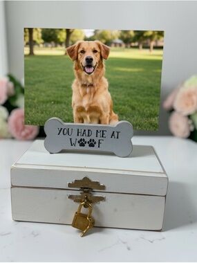 Wooden pet Memorial You Had Me At Woof Photo Holder - Gray